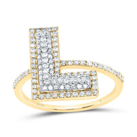 10K Yellow Gold Diamond Fashion Initial Ladies Ring 3/8 to 7/8 Cttw
