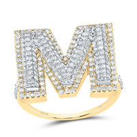 10K Yellow Gold Diamond Fashion Initial Ladies Ring 3/8 to 7/8 Cttw