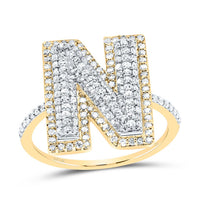 10K Yellow Gold Diamond Fashion Initial Ladies Ring 3/8 to 7/8 Cttw