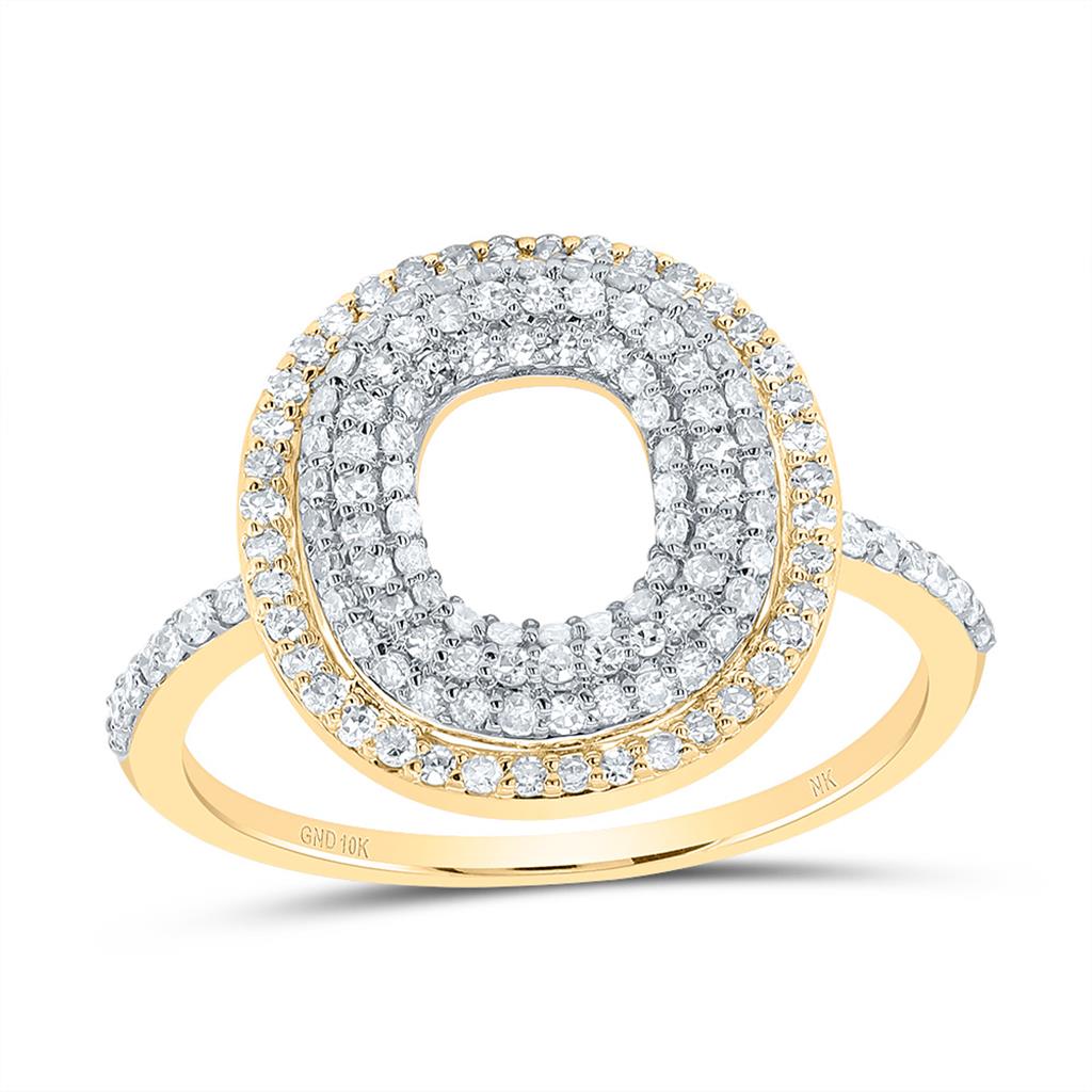 10K Yellow Gold Diamond Fashion Initial Ladies Ring 3/8 to 7/8 Cttw