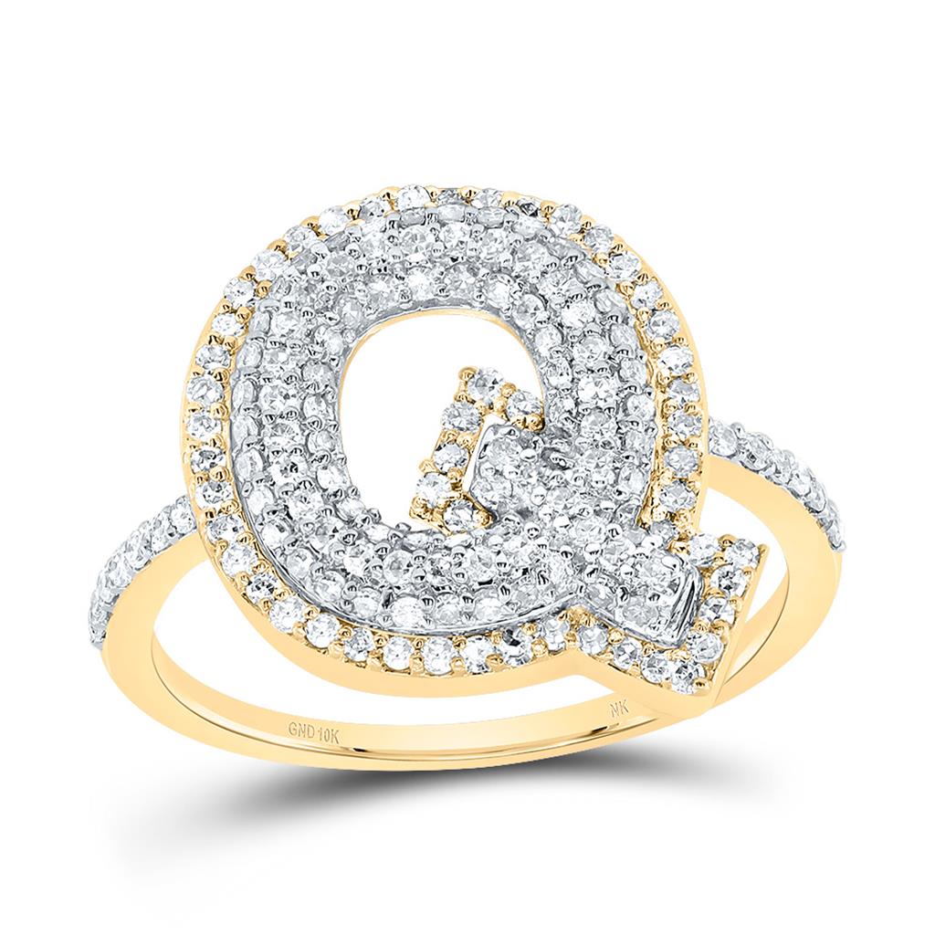 10K Yellow Gold Diamond Fashion Initial Ladies Ring 3/8 to 7/8 Cttw