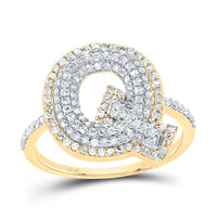 10K Yellow Gold Diamond Fashion Initial Ladies Ring 3/8 to 7/8 Cttw
