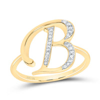 10K Yellow Gold Diamond Gift Initial Ladies Ring 1/20 to 1/8 Cttw