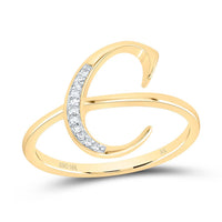 10K Yellow Gold Diamond Gift Initial Ladies Ring 1/20 to 1/8 Cttw