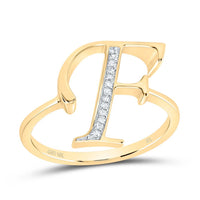 10K Yellow Gold Diamond Gift Initial Ladies Ring 1/20 to 1/8 Cttw