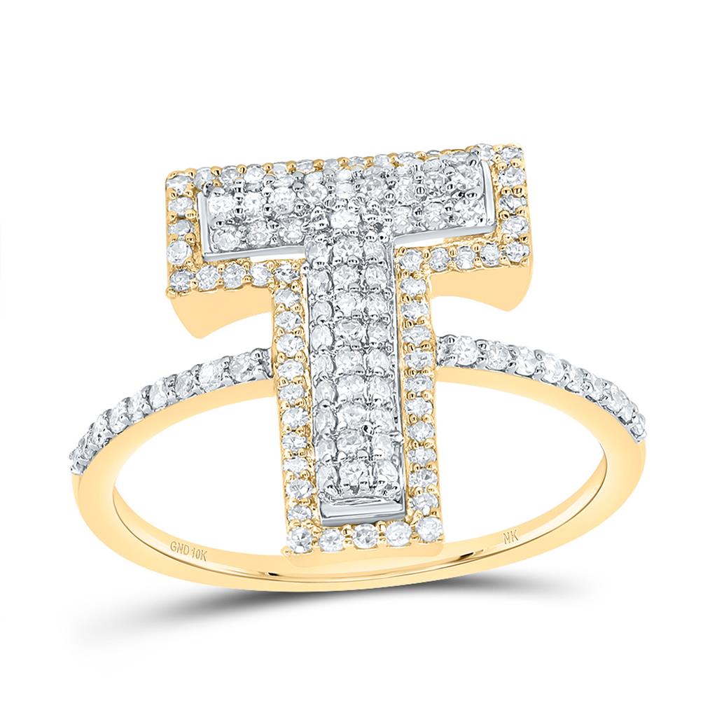 10K Yellow Gold Diamond Fashion Initial Ladies Ring 3/8 to 7/8 Cttw