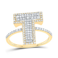 10K Yellow Gold Diamond Fashion Initial Ladies Ring 3/8 to 7/8 Cttw