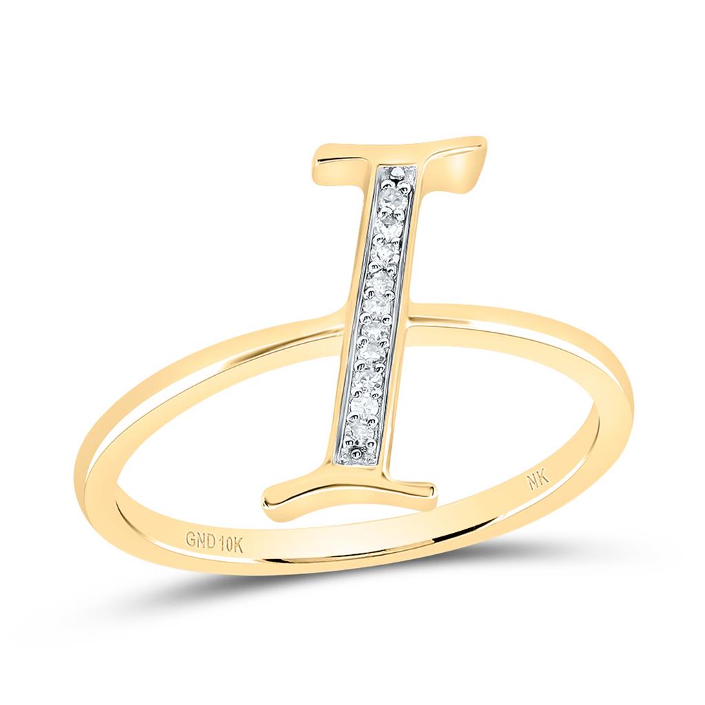 10K Yellow Gold Diamond Gift Initial Ladies Ring 1/20 to 1/8 Cttw