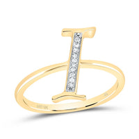 10K Yellow Gold Diamond Gift Initial Ladies Ring 1/20 to 1/8 Cttw