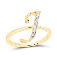 10K Yellow Gold Diamond Gift Initial Ladies Ring 1/20 to 1/8 Cttw