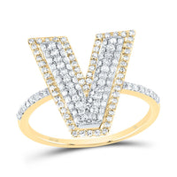 10K Yellow Gold Diamond Fashion Initial Ladies Ring 3/8 to 7/8 Cttw