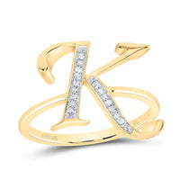 10K Yellow Gold Diamond Gift Initial Ladies Ring 1/20 to 1/8 Cttw