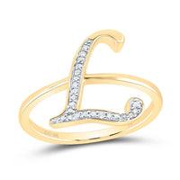 10K Yellow Gold Diamond Gift Initial Ladies Ring 1/20 to 1/8 Cttw