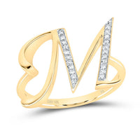 10K Yellow Gold Diamond Gift Initial Ladies Ring 1/20 to 1/8 Cttw