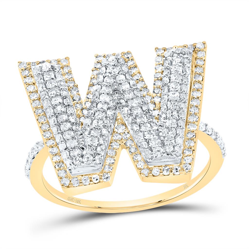 10K Yellow Gold Diamond Fashion Initial Ladies Ring 3/8 to 7/8 Cttw