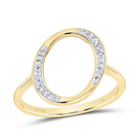 10K Yellow Gold Diamond Gift Initial Ladies Ring 1/20 to 1/8 Cttw