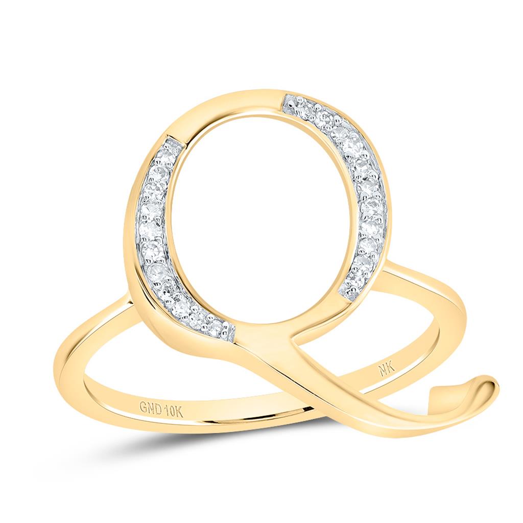 10K Yellow Gold Diamond Gift Initial Ladies Ring 1/20 to 1/8 Cttw