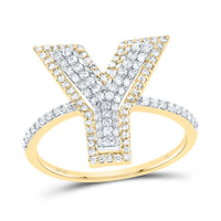 10K Yellow Gold Diamond Fashion Initial Ladies Ring 3/8 to 7/8 Cttw