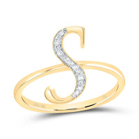 10K Yellow Gold Diamond Gift Initial Ladies Ring 1/20 to 1/8 Cttw