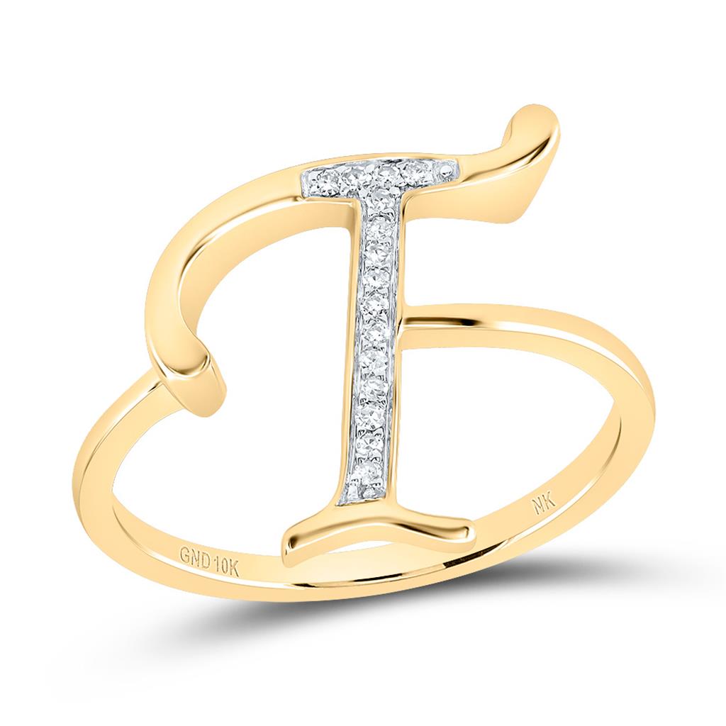 10K Yellow Gold Diamond Gift Initial Ladies Ring 1/20 to 1/8 Cttw