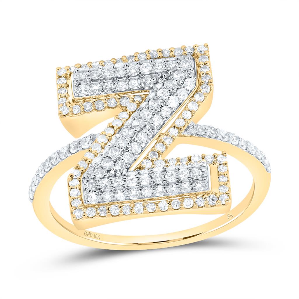 10K Yellow Gold Diamond Fashion Initial Ladies Ring 3/8 to 7/8 Cttw