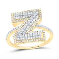 10K Yellow Gold Diamond Fashion Initial Ladies Ring 3/8 to 7/8 Cttw