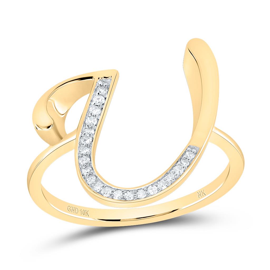 10K Yellow Gold Diamond Gift Initial Ladies Ring 1/20 to 1/8 Cttw