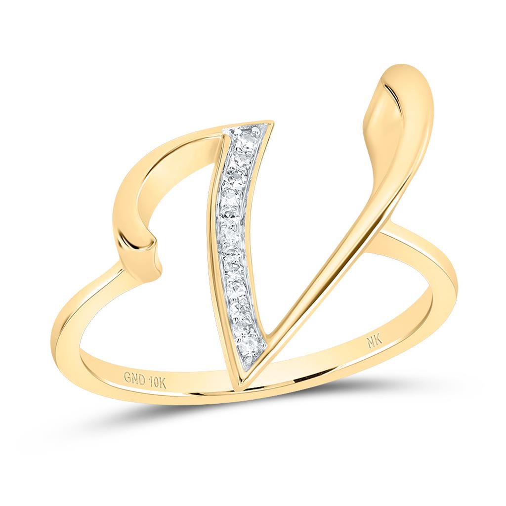 10K Yellow Gold Diamond Gift Initial Ladies Ring 1/20 to 1/8 Cttw