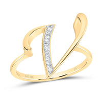 10K Yellow Gold Diamond Gift Initial Ladies Ring 1/20 to 1/8 Cttw