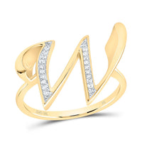 10K Yellow Gold Diamond Gift Initial Ladies Ring 1/20 to 1/8 Cttw