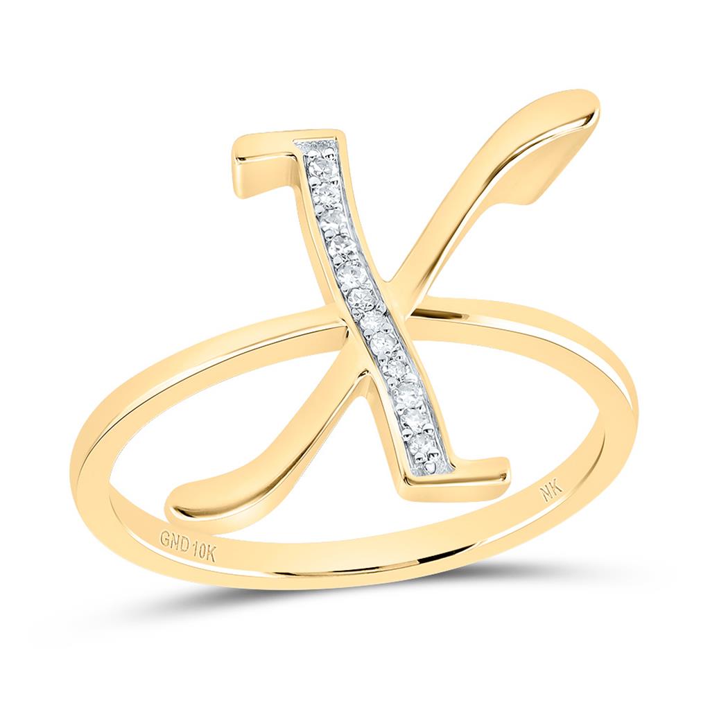 10K Yellow Gold Diamond Gift Initial Ladies Ring 1/20 to 1/8 Cttw
