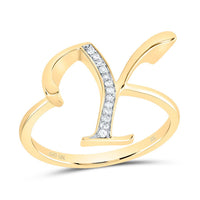 10K Yellow Gold Diamond Gift Initial Ladies Ring 1/20 to 1/8 Cttw