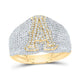 10K Yellow Gold Diamond Initial Men's Ring 1-1/2 to 2-1/4 Cttw
