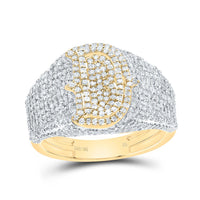 10K Yellow Gold Diamond Initial Men's Ring 1-1/2 to 2-1/4 Cttw