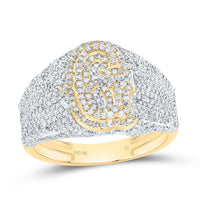 10K Yellow Gold Diamond Initial Men's Ring 1-1/2 to 2-1/4 Cttw