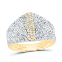 10K Yellow Gold Diamond Initial Men's Ring 1-1/2 to 2-1/4 Cttw