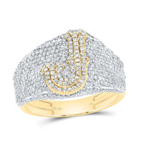 10K Yellow Gold Diamond Initial Men's Ring 1-1/2 to 2-1/4 Cttw