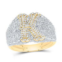 10K Yellow Gold Diamond Initial Men's Ring 1-1/2 to 2-1/4 Cttw