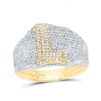 10K Yellow Gold Diamond Initial Men's Ring 1-1/2 to 2-1/4 Cttw