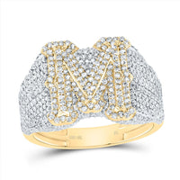 10K Yellow Gold Diamond Initial Men's Ring 1-1/2 to 2-1/4 Cttw