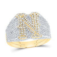 10K Yellow Gold Diamond Initial Men's Ring 1-1/2 to 2-1/4 Cttw