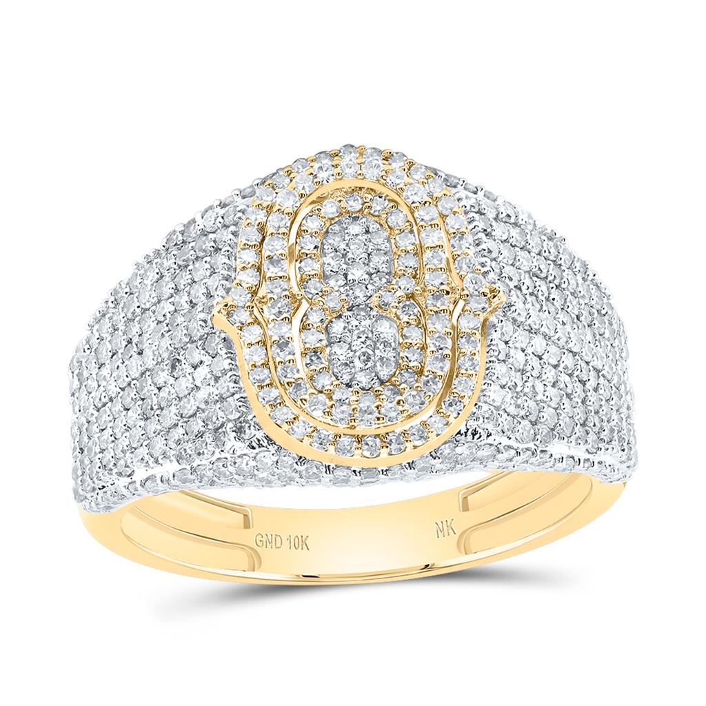 10K Yellow Gold Diamond Initial Men's Ring 1-1/2 to 2-1/4 Cttw