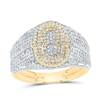 10K Yellow Gold Diamond Initial Men's Ring 1-1/2 to 2-1/4 Cttw