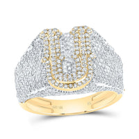 10K Yellow Gold Diamond Initial Men's Ring 1-1/2 to 2-1/4 Cttw