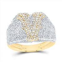 10K Yellow Gold Diamond Initial Men's Ring 1-1/2 to 2-1/4 Cttw