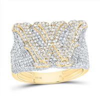 10K Yellow Gold Diamond Initial Men's Ring 1-1/2 to 2-1/4 Cttw