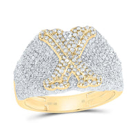 10K Yellow Gold Diamond Initial Men's Ring 1-1/2 to 2-1/4 Cttw