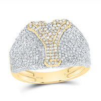 10K Yellow Gold Diamond Initial Men's Ring 1-1/2 to 2-1/4 Cttw