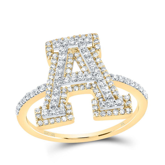 10K Yellow Gold Diamond Fashion Initial Ladies Ring 3/8 to 3/4 Cttw