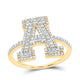 10K Yellow Gold Diamond Fashion Initial Ladies Ring 3/8 to 3/4 Cttw